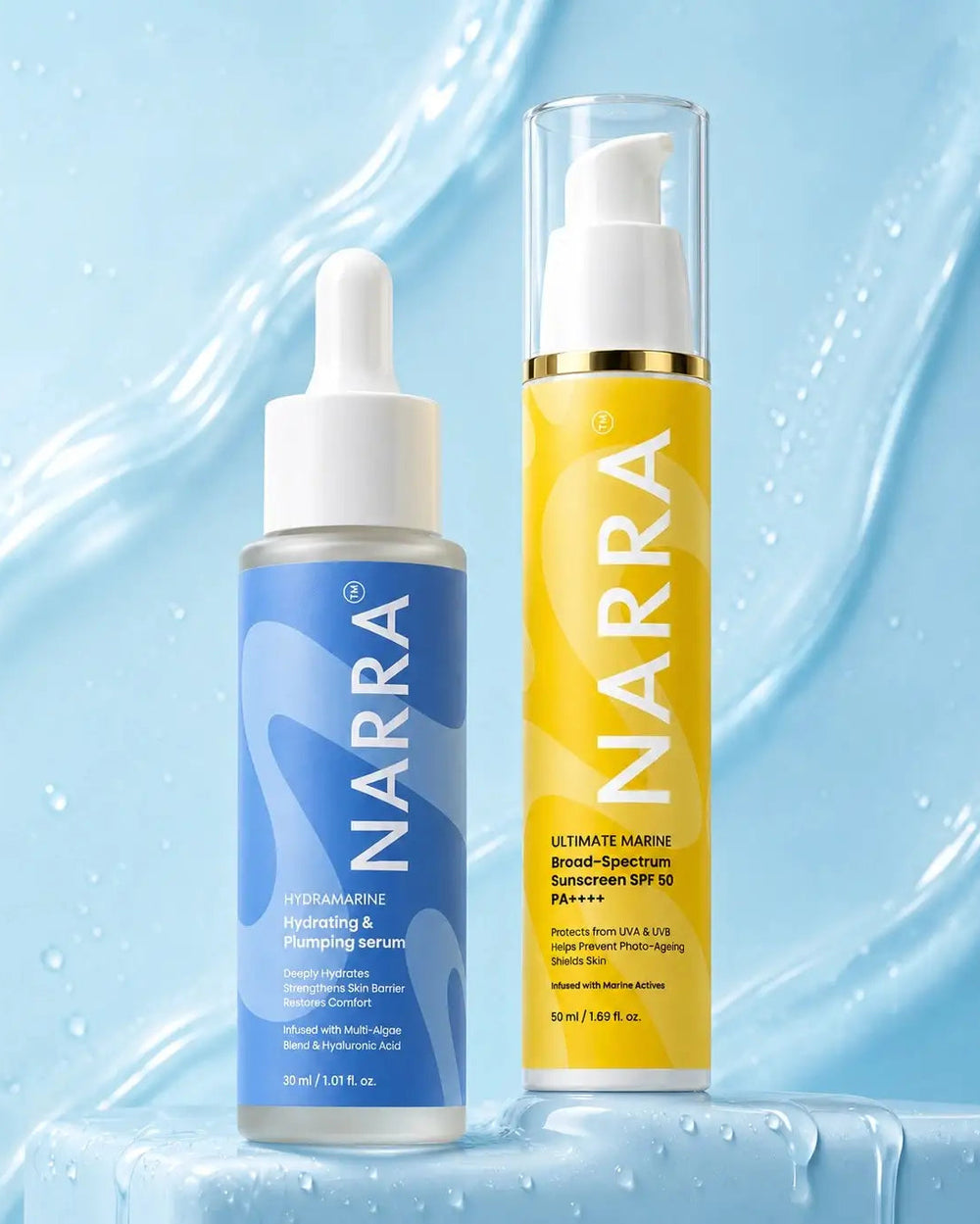 The Hydrate & Protect Chapter: HydraMarine Hydrating Serum (30ml) + Ultimate Marine Sunscreen SPF 50 (50g)