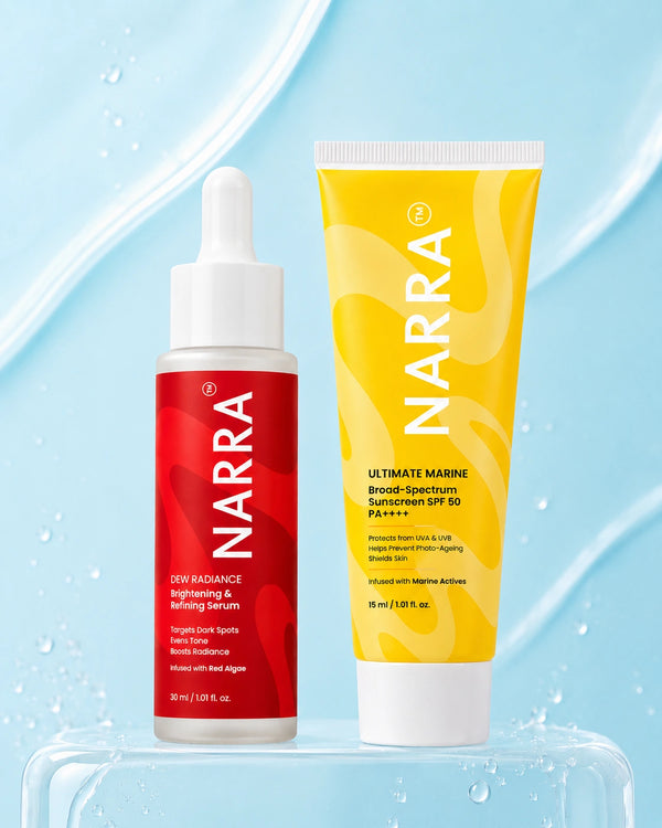 The Marine Glow Chapter :  Dew Radiance Brightening Serum (30ml) + Ultimate Marine Sunscreen SPF 50 (50g)