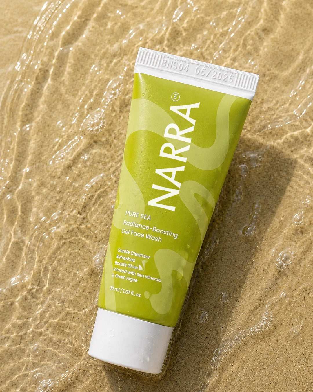 Deep ocean water & marine mineral face wash that purifies without drying. Gentle daily cleanse made for Indian skin. Shop NARRA Pure Sea.