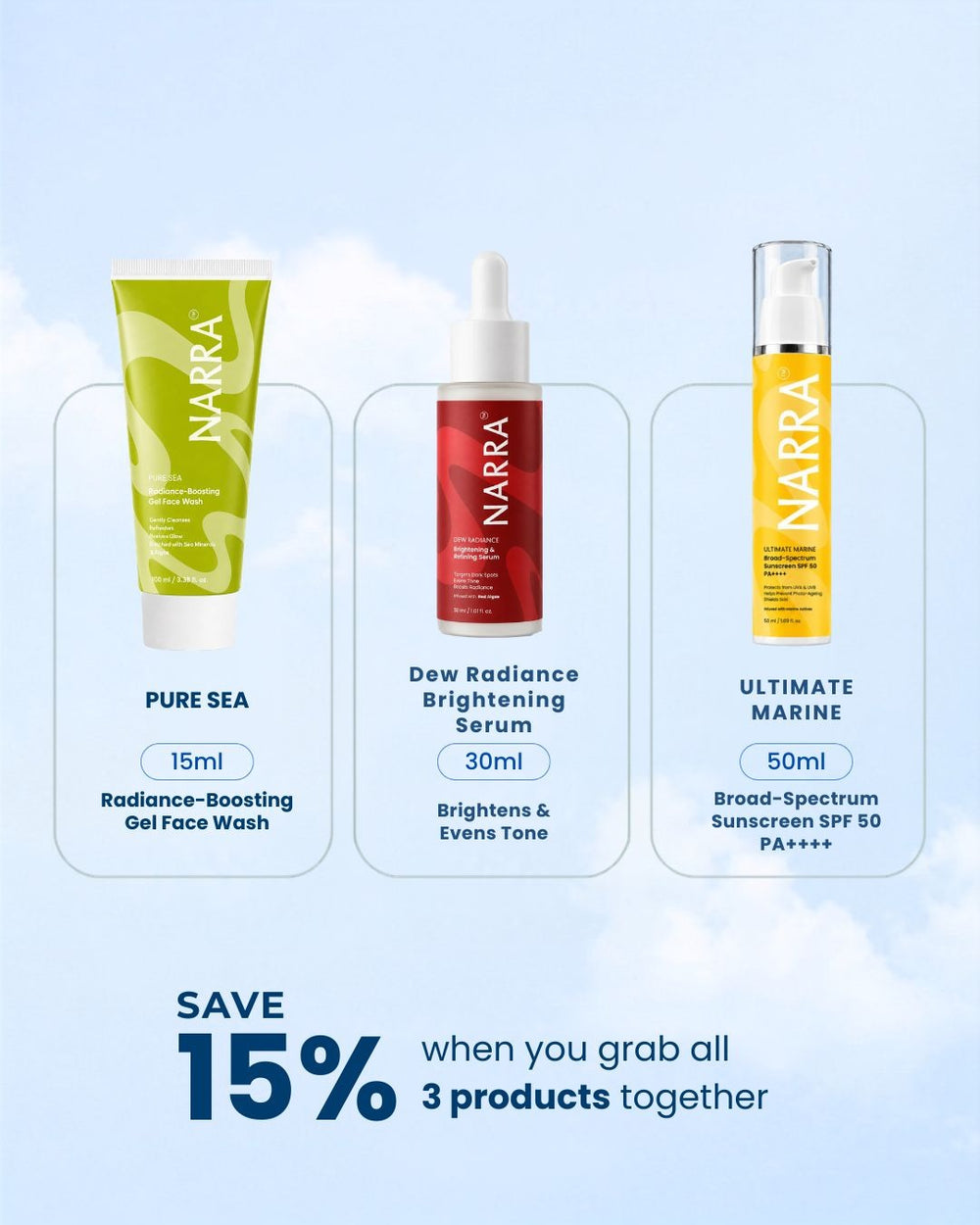 NARRA Glow & Shield Chapter – brightening serum and SPF combo for radiant, protected skin