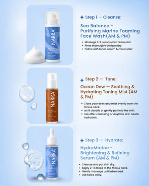 NARRA Hydration Chapter – toning mist, hydrating serum & moisturiser combo for dry, dehydrated skin