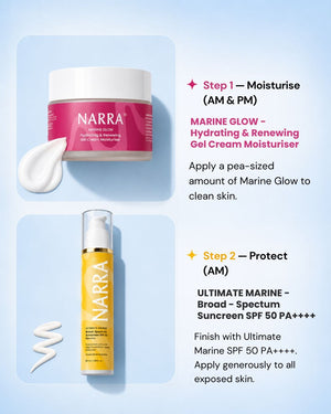 NARRA No Excuses Chapter – simple everyday marine skincare combo for busy routines