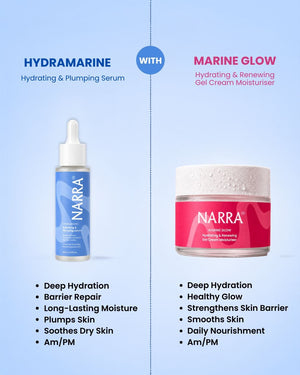 NARRA Quenched Chapter – hydrating marine skincare kit for thirsty, dry skin