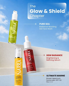 The Glow & Shield Chapter – Marine Face Wash, Brightening Serum & SPF 50 Sunscreen Set | NARRA