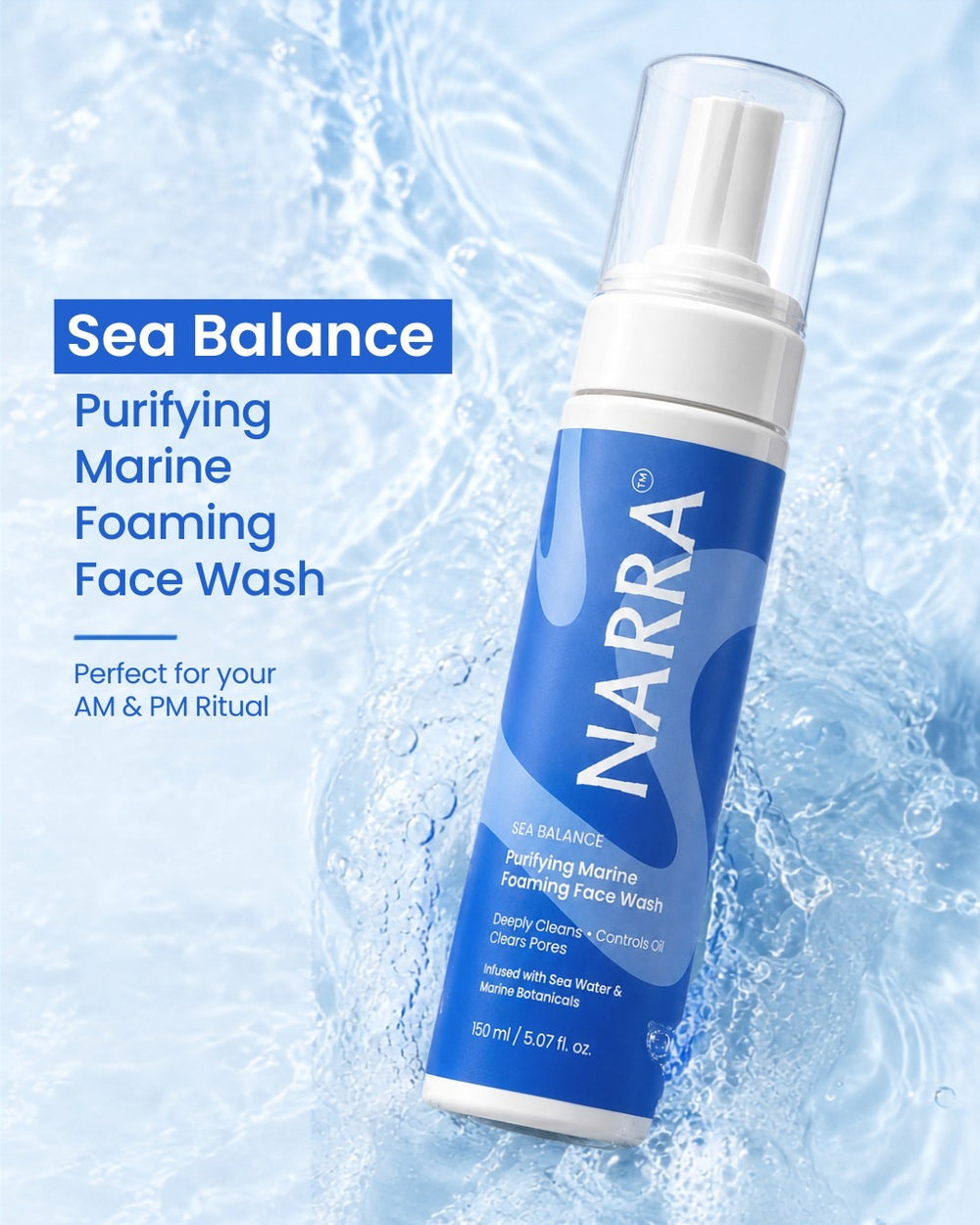 NARRA Sea Balance – purifying marine foaming face wash that deep-cleans and controls oil for oily skin