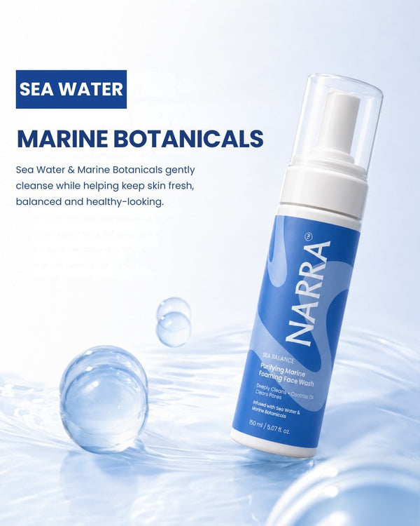 NARRA Sea Balance – purifying marine foaming face wash that deep-cleans and controls oil for oily skin