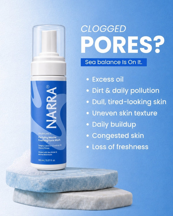 NARRA Sea Balance – purifying marine foaming face wash that deep-cleans and controls oil for oily skin