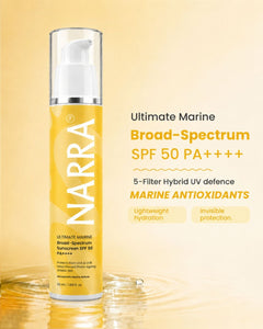 sunscreen-spf50.jpg	NARRA Ultimate Marine – broad spectrum SPF 50 PA++++ sunscreen for Indian skin, non-greasy finish