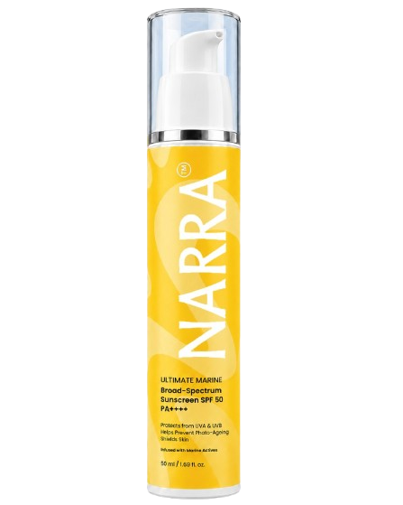 sunscreen for oily skin," "sunscreen without white cast," "SPF 50 PA++++"	Ultimate Marine – SPF 50 PA++++ Sunscreen, No White Cast | NARRA